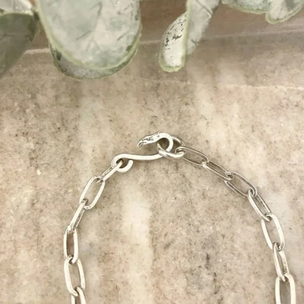 925 Sterling Silver Paperclip Bracelet Unique Vintage Silver Bracelet - Picture 4 of 5